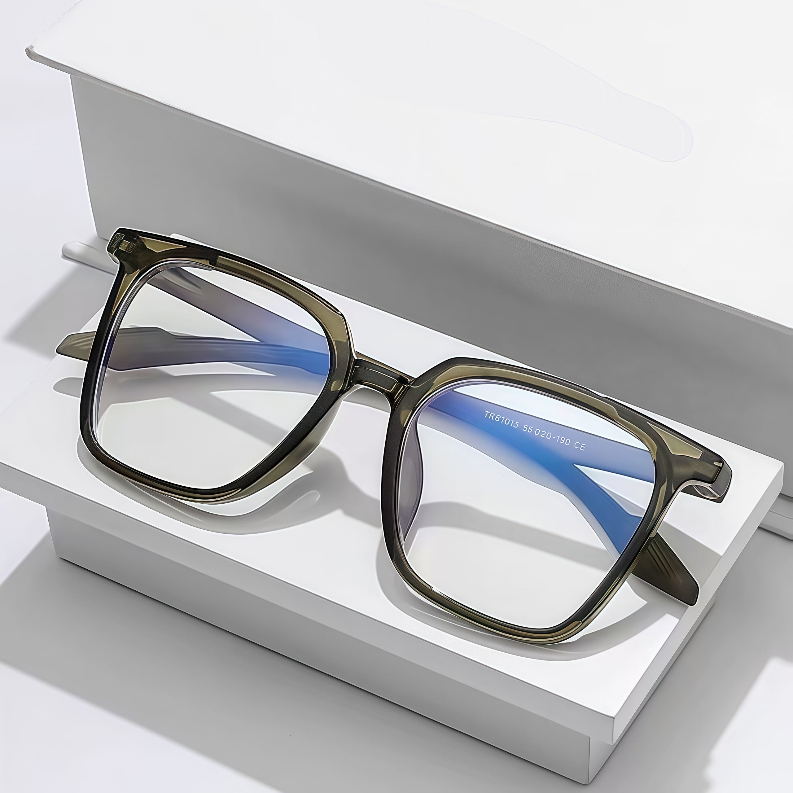 154mm Wide Frame Square Eyeglasses for Reading & Working #frame-color_green