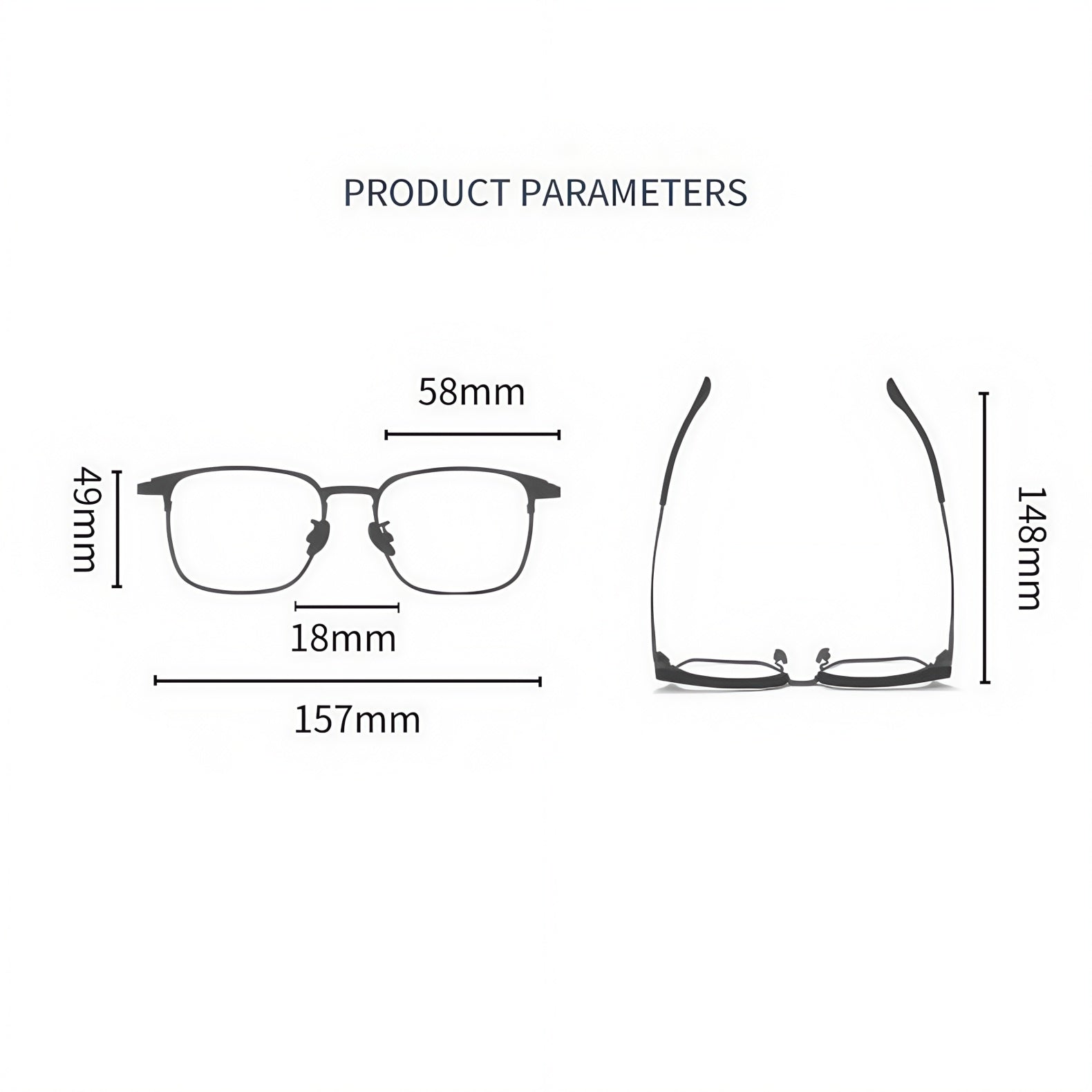157mm Wide Frame Browline Eyeglasses for Men with Big Head
