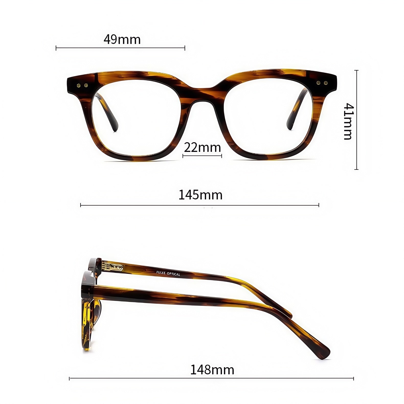 145mm Wide Frame Square Eyeglasses for Men with Big Head