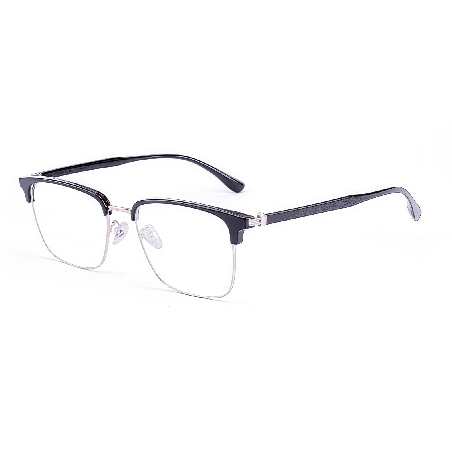 162mm Wide Frame BrowlineSquare Eyeglasses for Men with Big Head #frame-color_silver