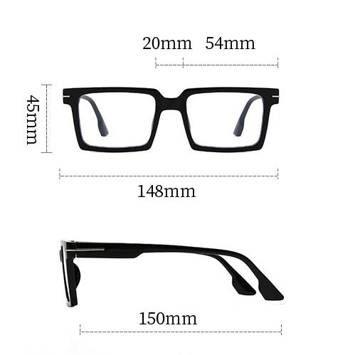 148mm Wide Frame Square Eyeglasses for Men with Big Head