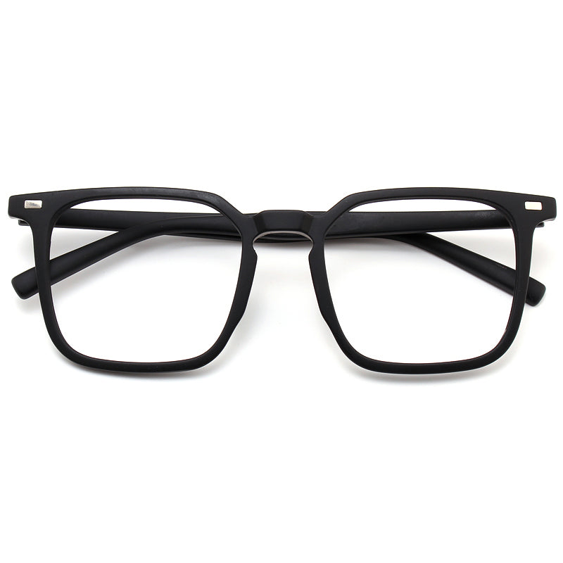 158mm Wide Frame Square Eyeglasses for Men with Big Head #frame-color_black