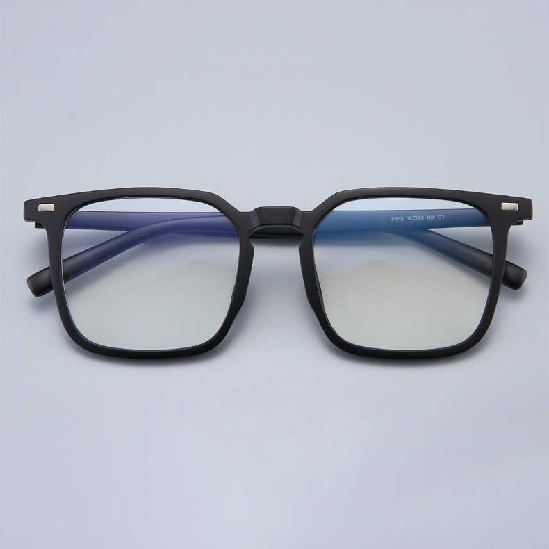 158mm Wide Frame Square Eyeglasses for Men with Big Head #frame-color_black