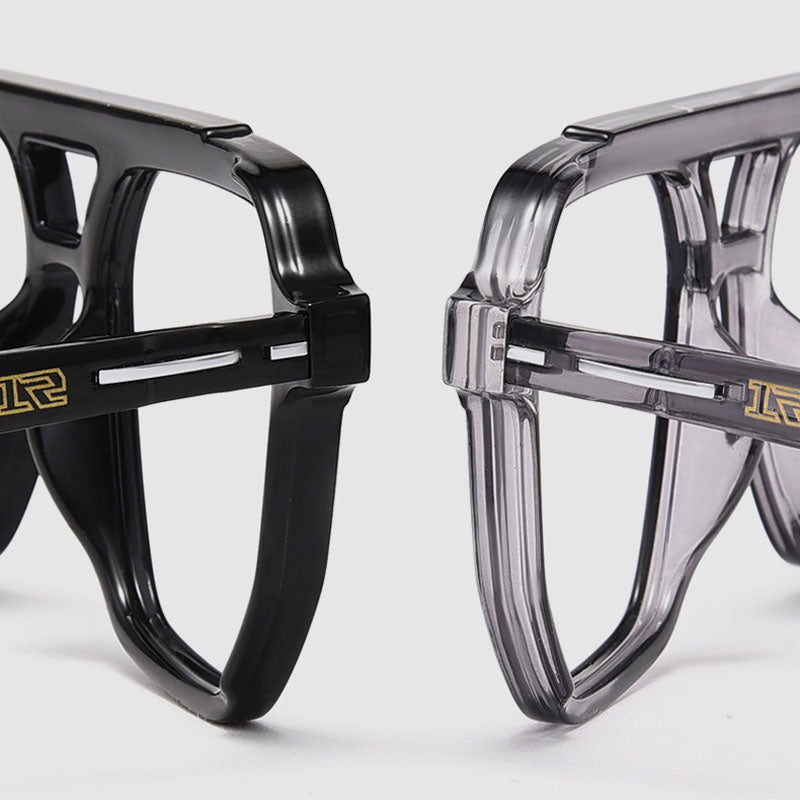 158mm Wide Frame Double Bridge Eyeglasses for Men with Big Head #frame-clear grey