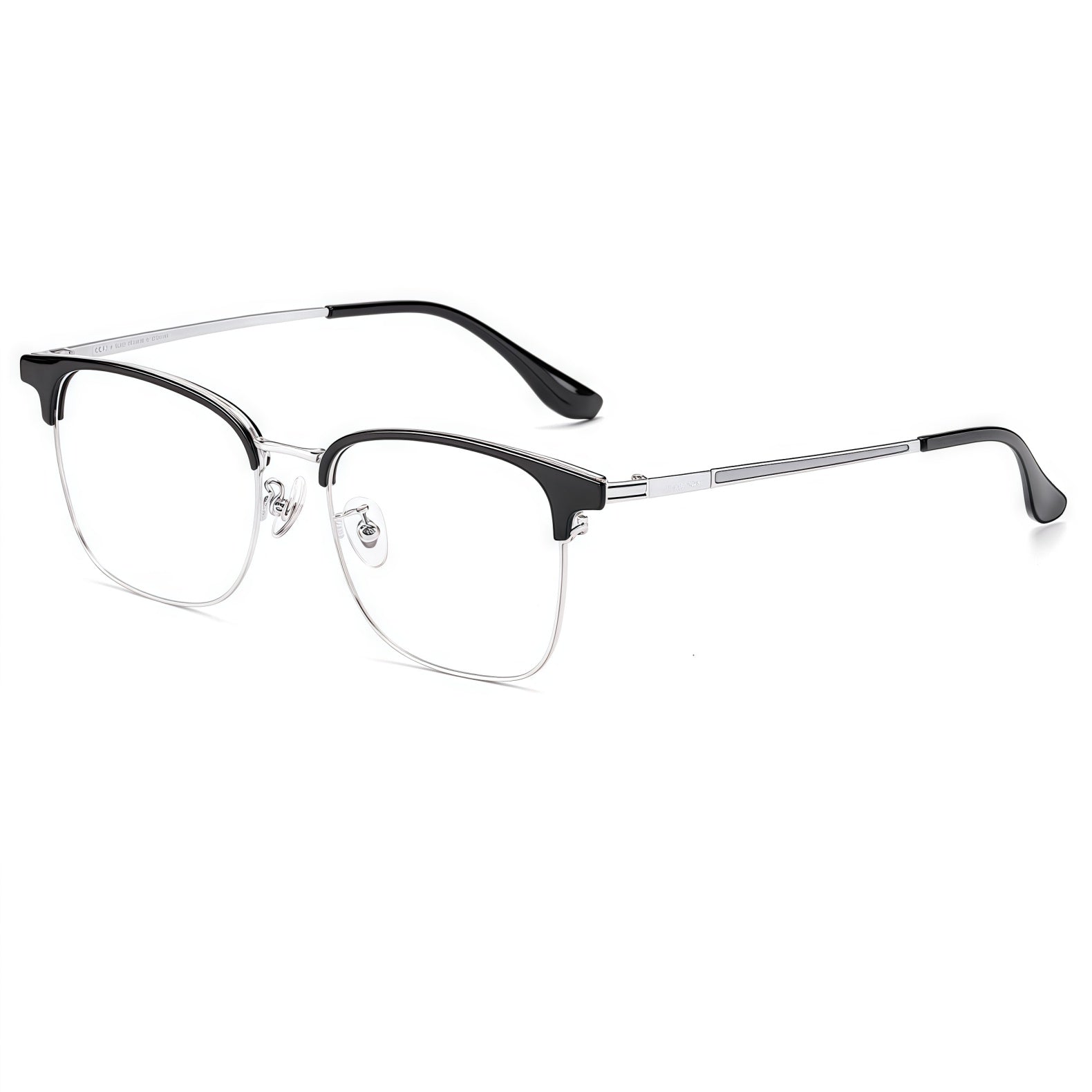 153mm Wide Frame Rectangle Eyeglasses for Men with Big Head #frame-color_silver
