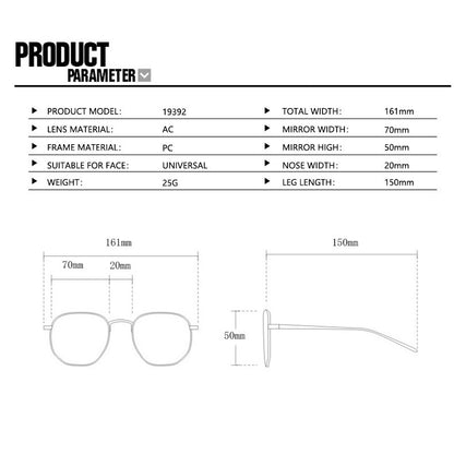 161mm Wide Rectangular pc Frame for Men with Big Head #frame-color_black