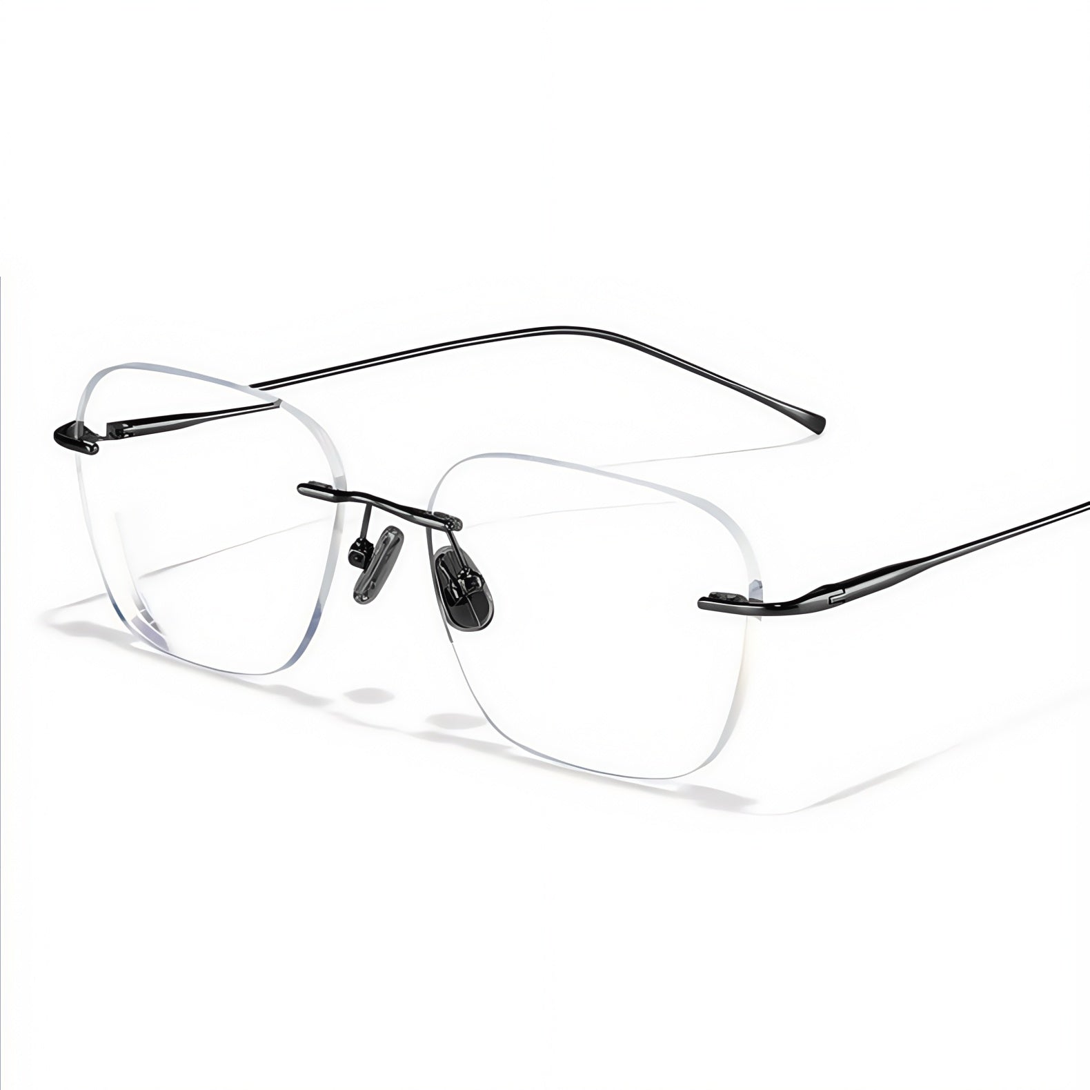 155mm Wide Square β Titanium Frame for Men with Big Head  #frame-color_black