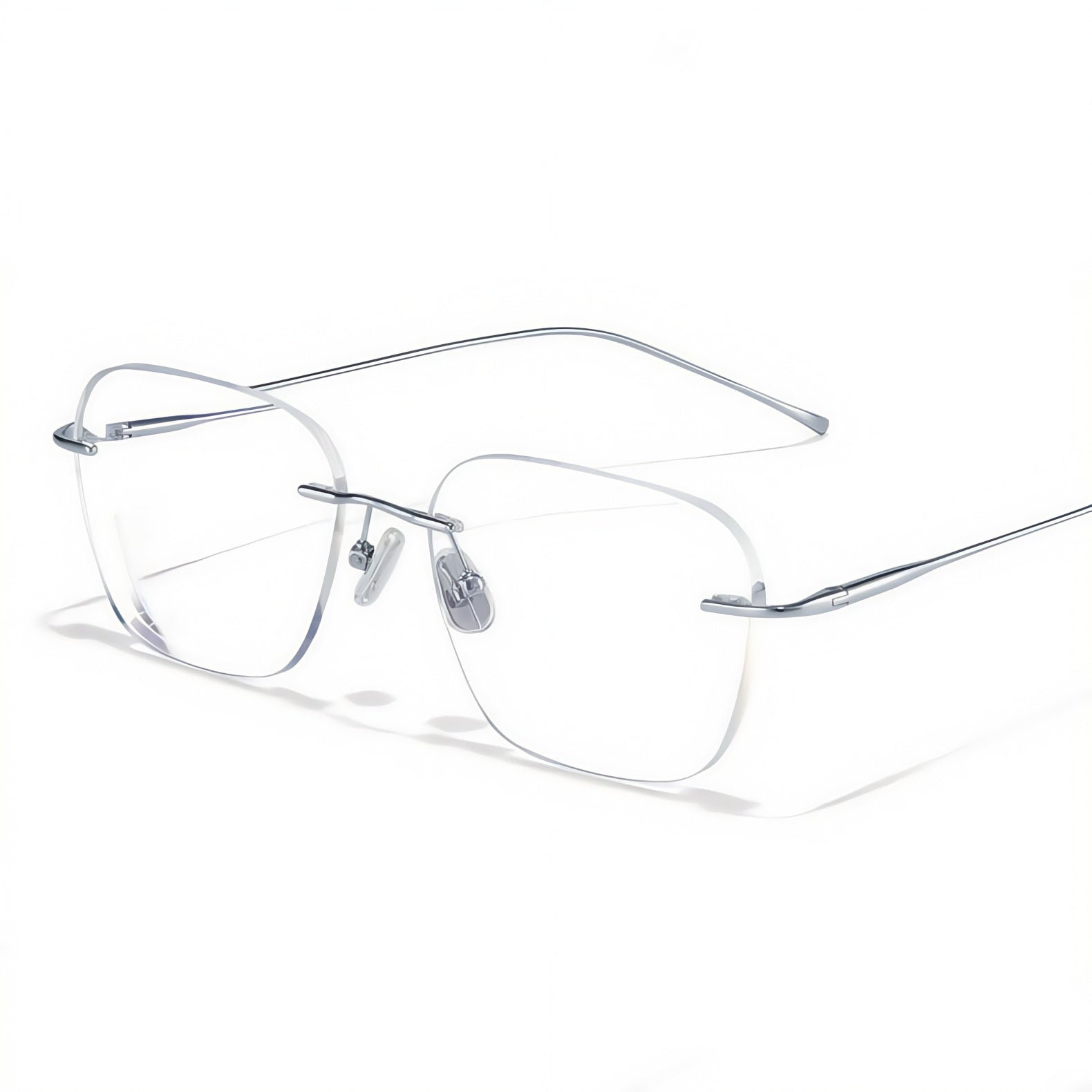 155mm Wide Square β Titanium Frame for Men with Big Head  #frame-color_silver