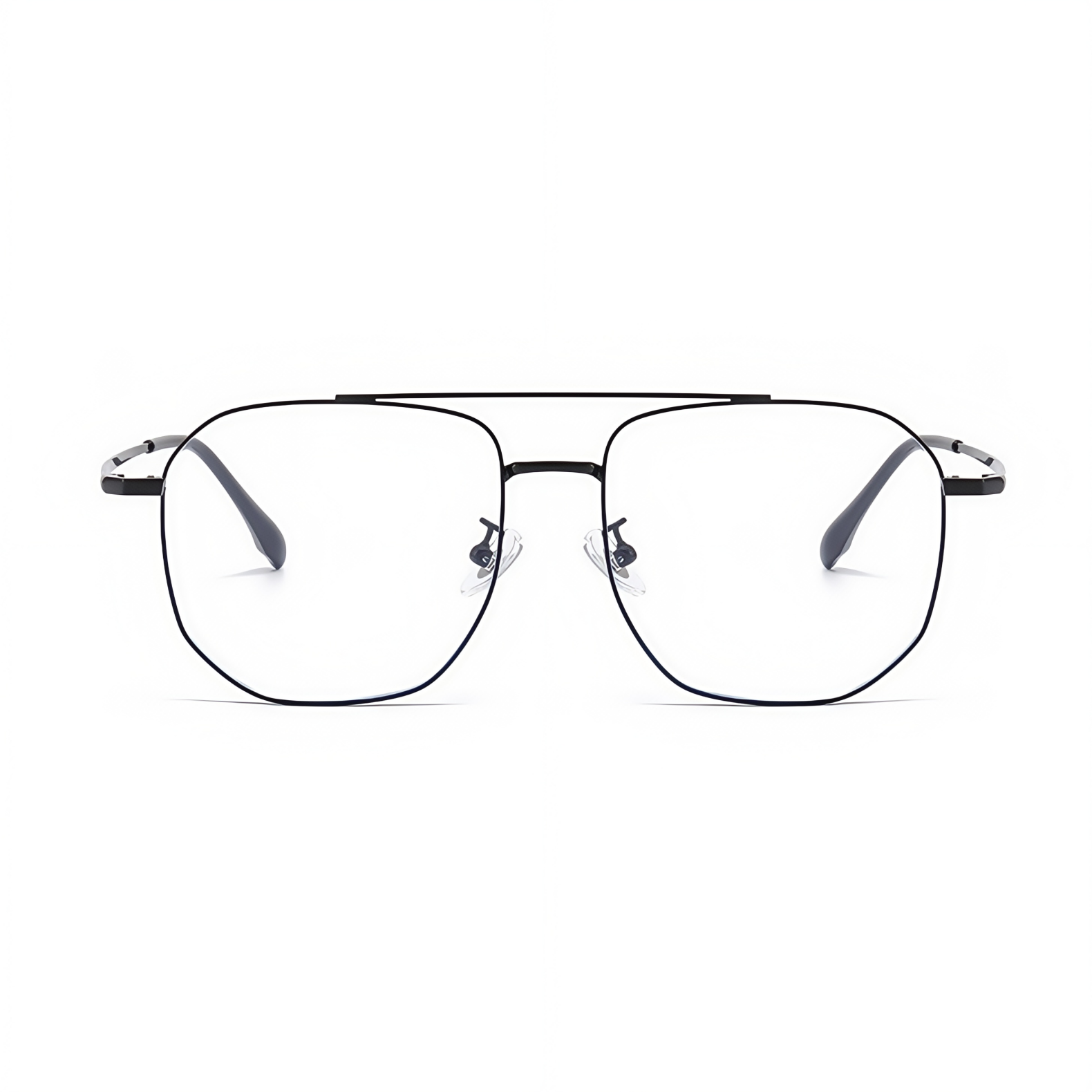 153mm Wide Gold Frame Glasses for Men #frame-color_black