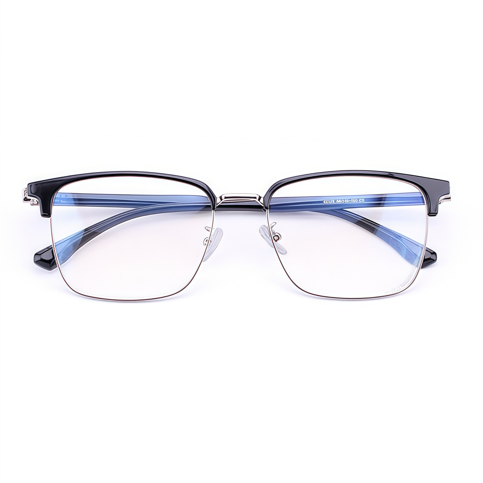 162mm Wide Frame BrowlineSquare Eyeglasses for Men with Big Head #frame-color_silver