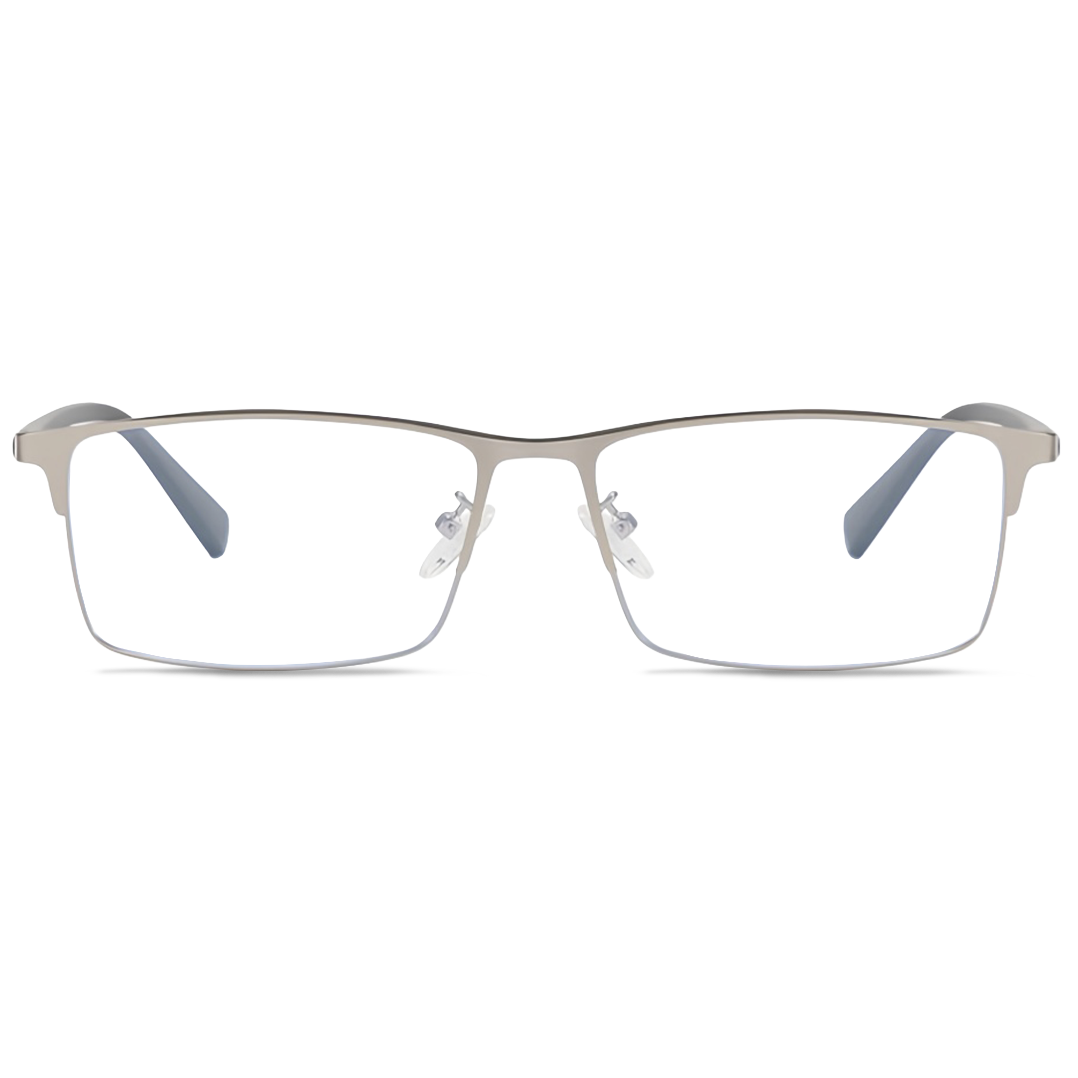 155mm Wide Frame Rectangle Eyeglasses for Men with Big Head #frame-color_silver