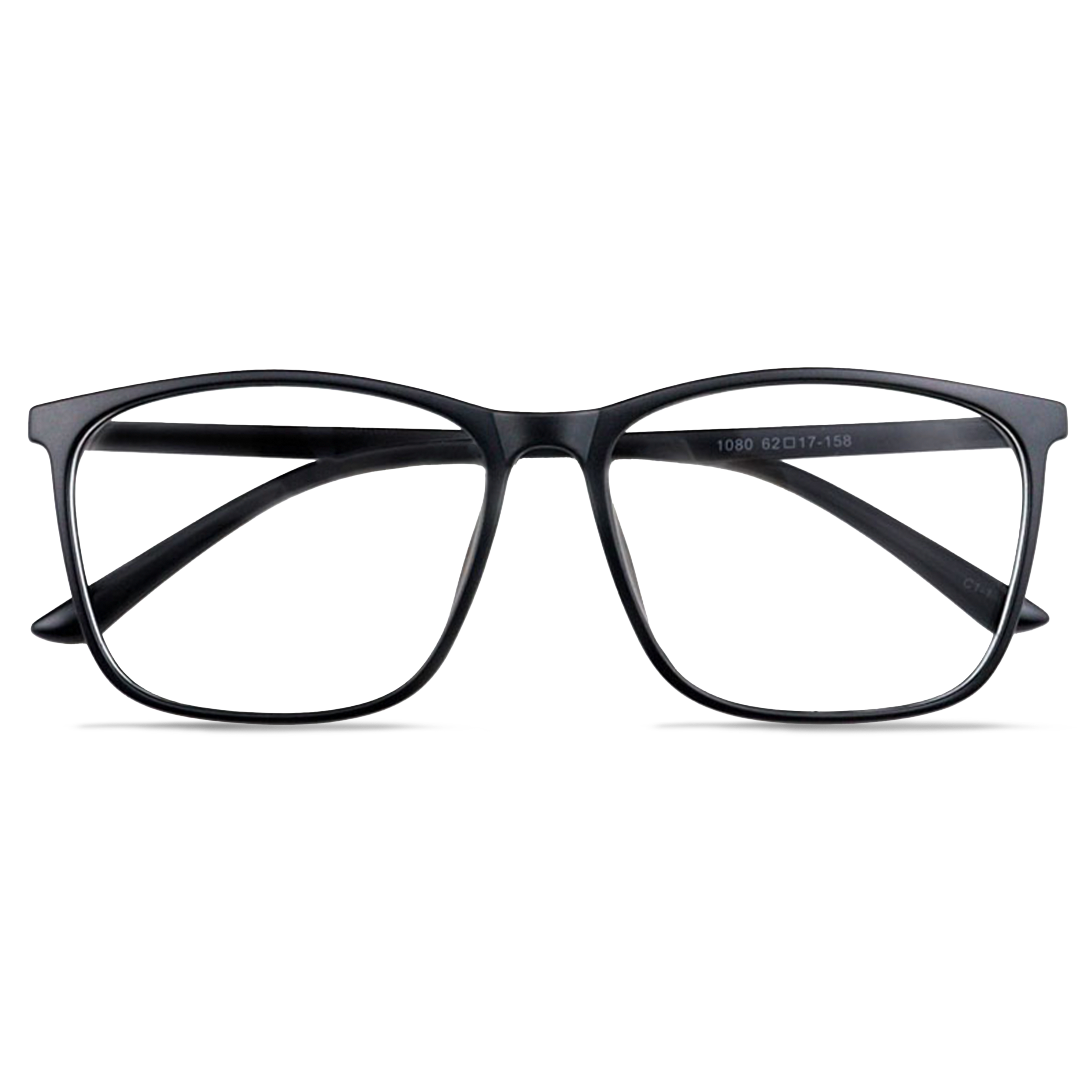 155mm Wide Frame Square Eyeglasses for Reading & Working #frame-color_black