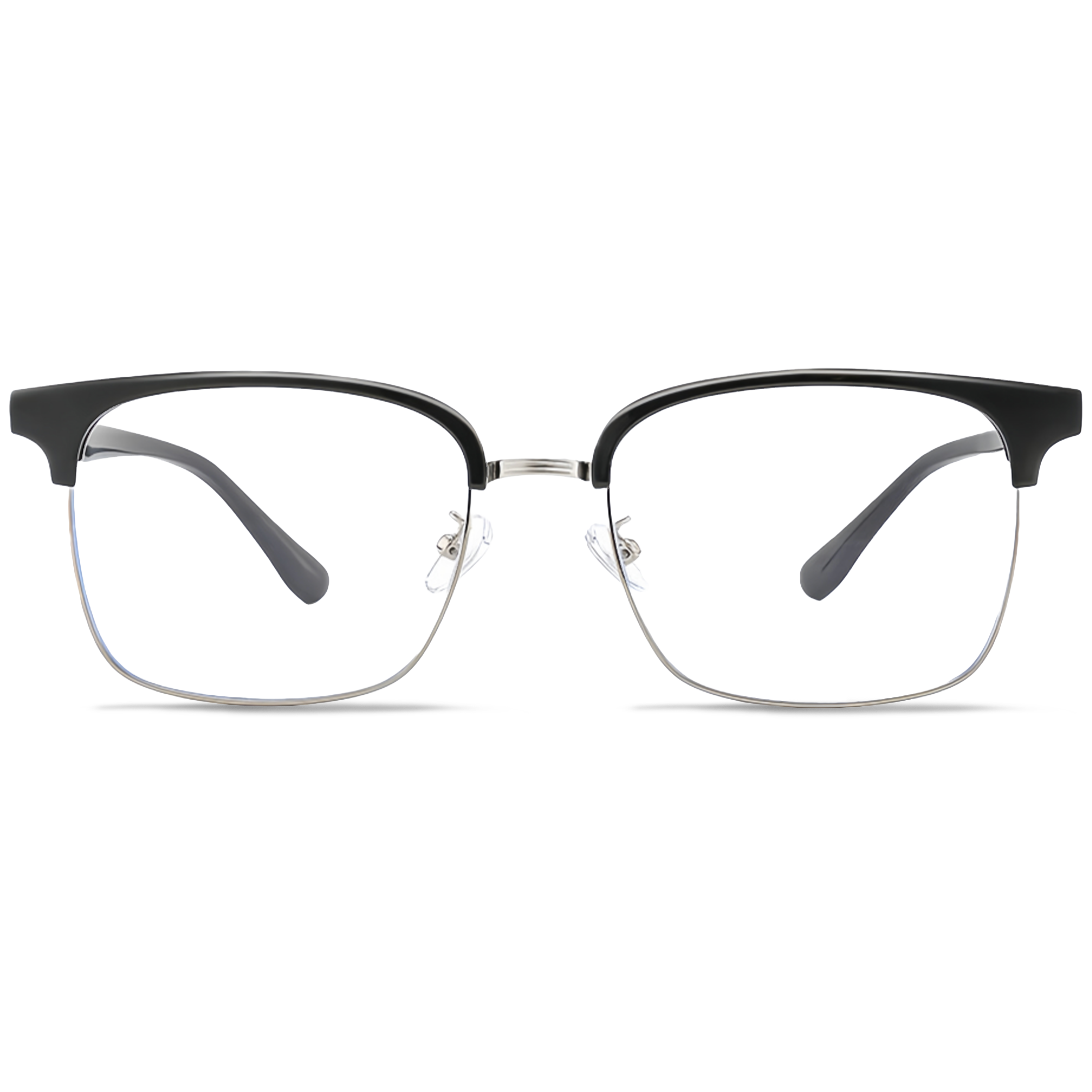 157mm Wide Frame Browline Eyeglasses for Men with Big Head #frame-color_silver