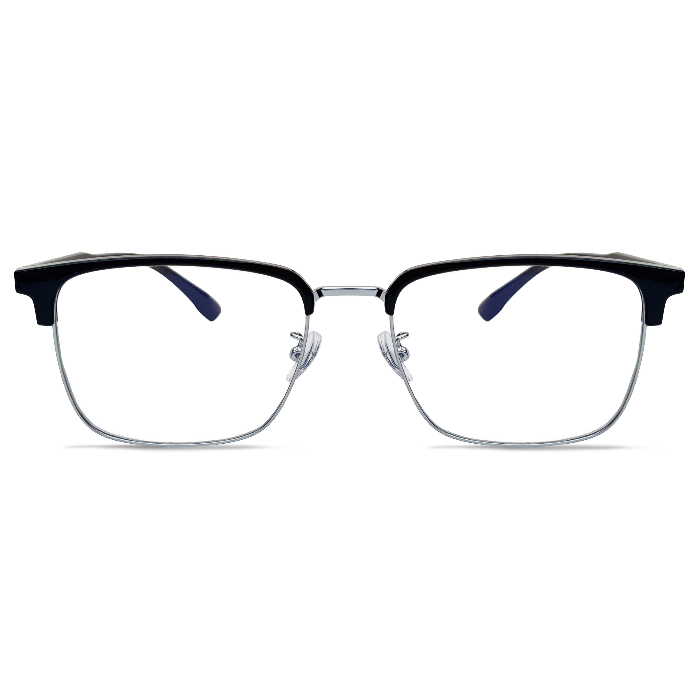 162mm Wide Frame BrowlineSquare Eyeglasses for Men with Big Head #frame-color_silver