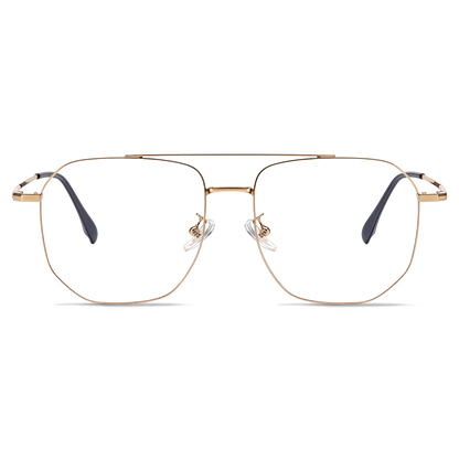153mm Wide Gold Frame Glasses for Men 